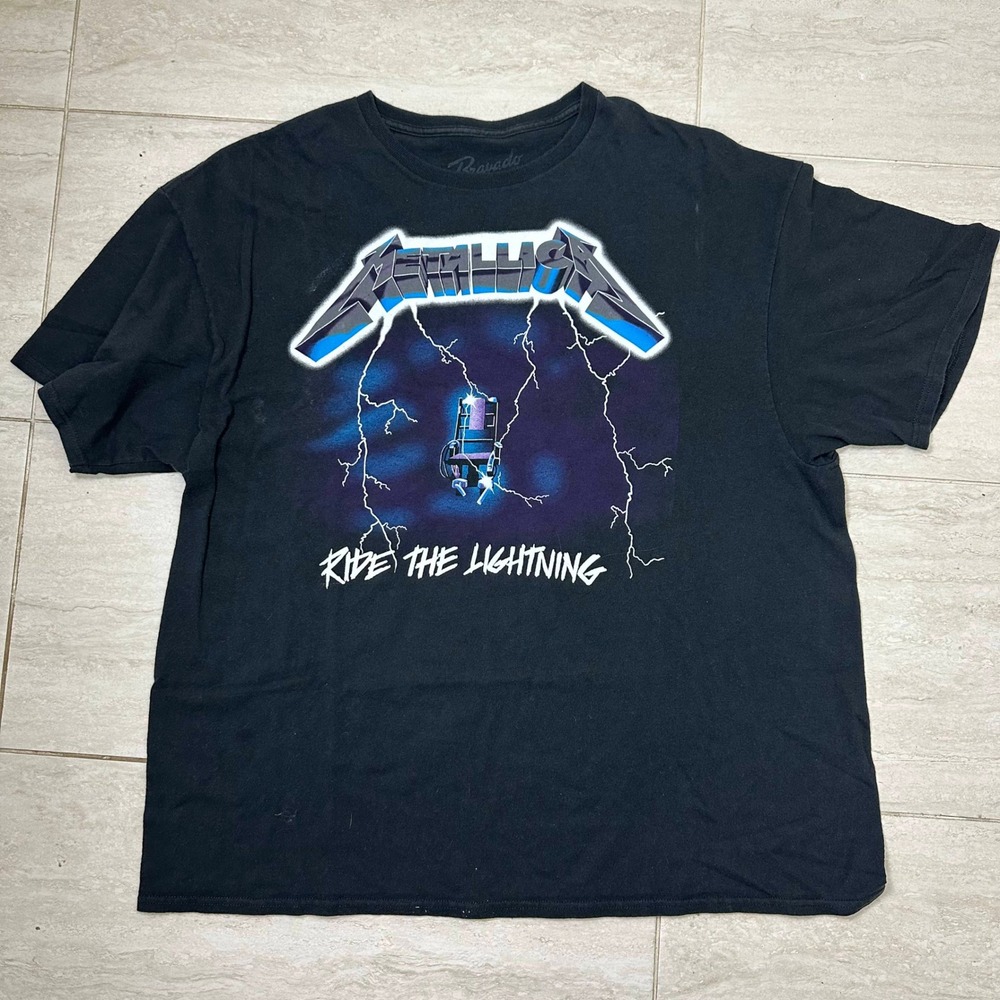 Metallica Ride The Lightning T-Shirt Men's Large L Retro 80s Rock Music